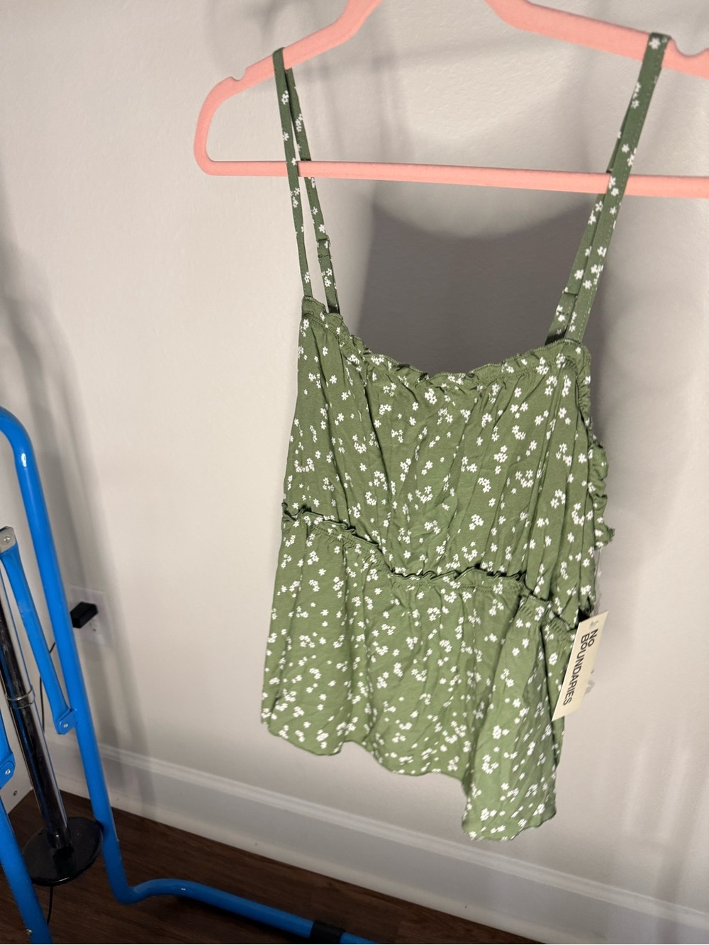No Boundaries Olive Green Floral Spaghetti Strap Camisole